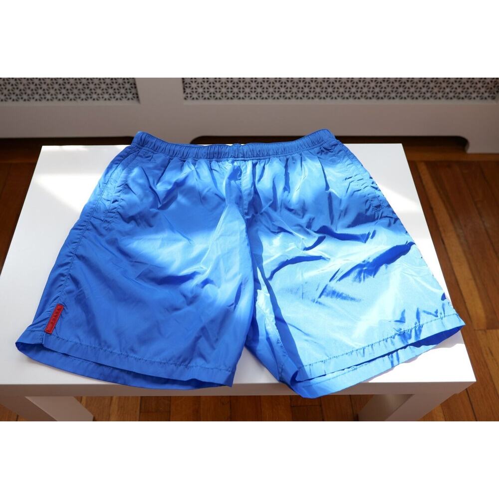 Prada Blue Logo Swimwear Bathing Nylon Beach Shorts (Size: S/M, IT46)